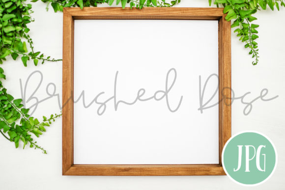 Dark Wood Square Mitered Sign Mockup